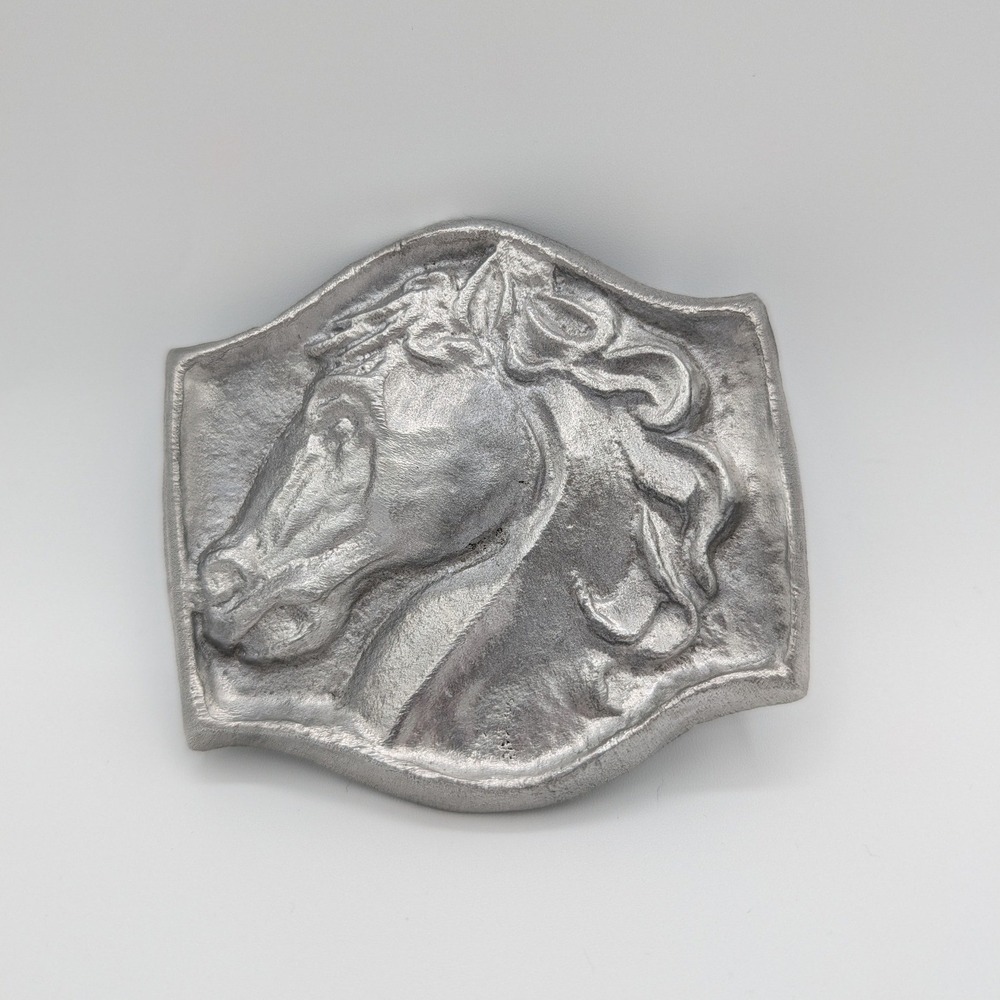 Vintage Heavy Horse Head Belt Buckle | Western Gothic Mob Luxe Equestrian 80s